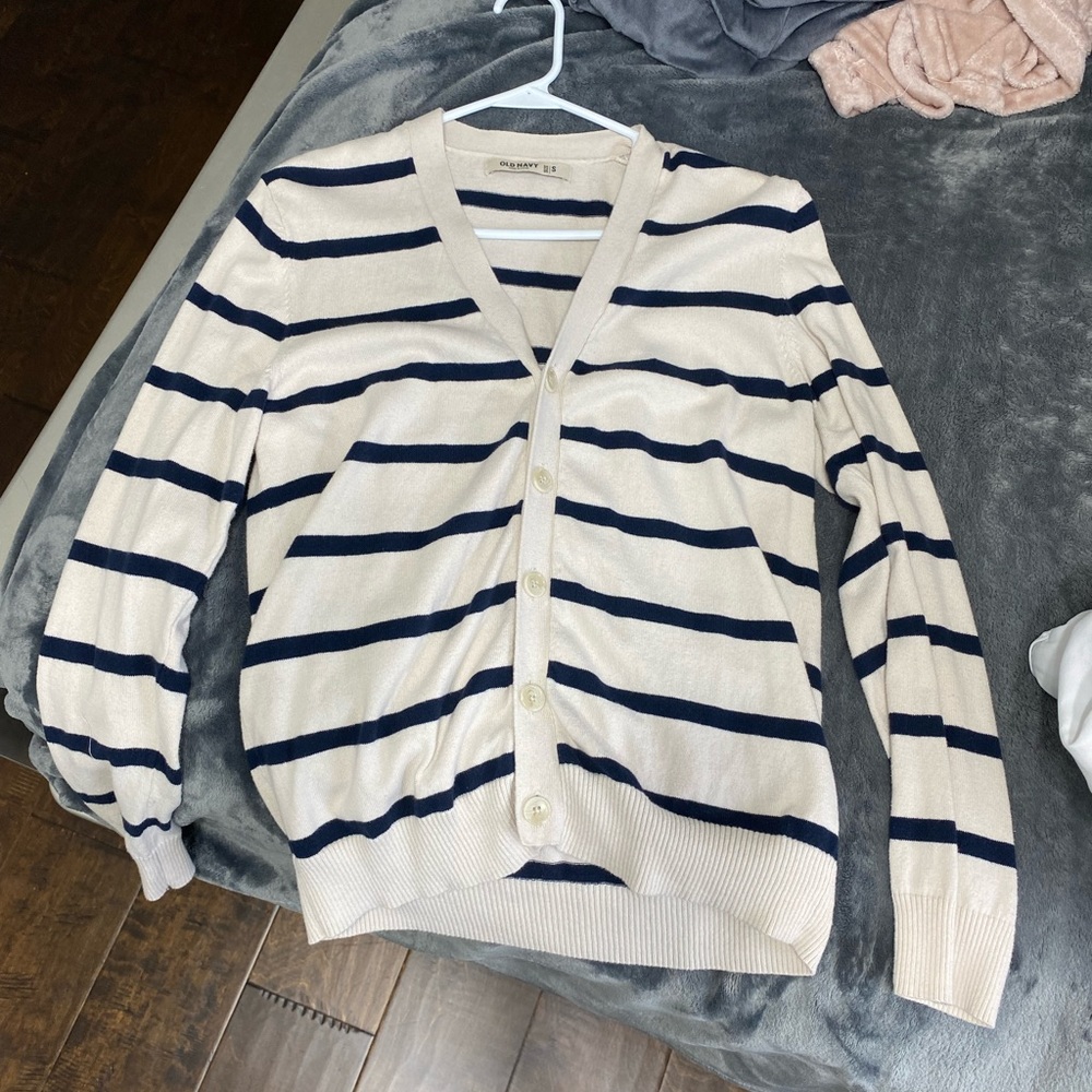 Striped Button Up Cardigan